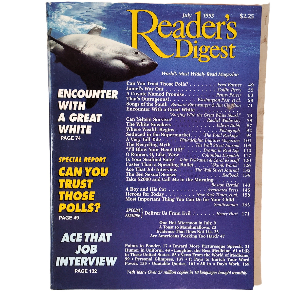 Reader's Digest July 1995 Magazine - Can Yeltsin Survive Boris Yeltsin Vintage