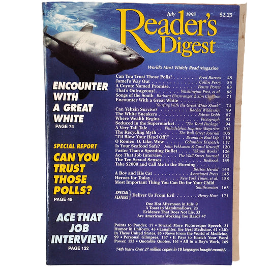 Reader's Digest July 1995 Magazine - Can Yeltsin Survive Boris Yeltsin Vintage