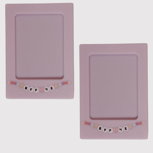 2-PC Magnetic Photo Holders – Lavender, “BFF 4E” – Fits 2.5" x 3.5" Photos
