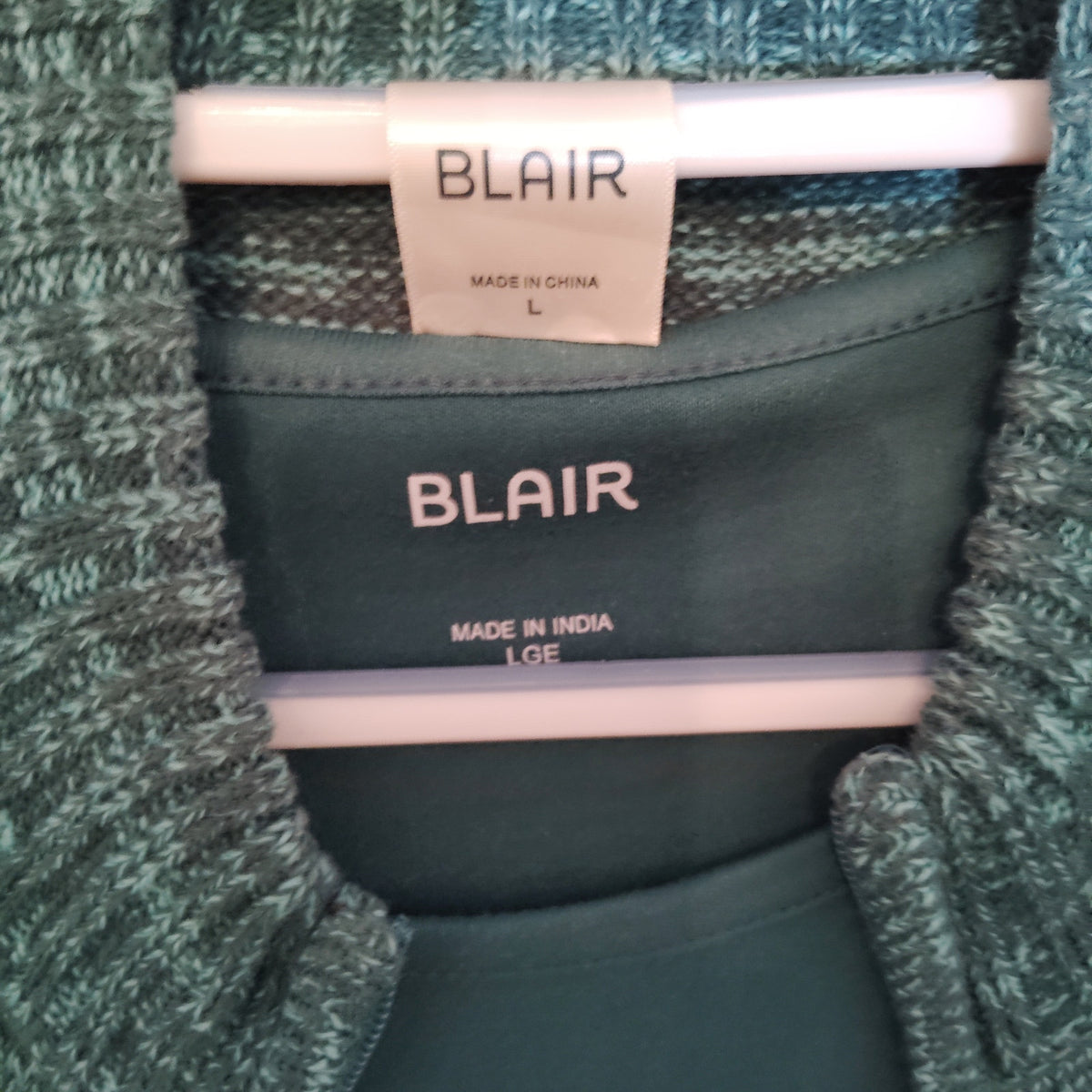 Blair Forest Green Top & Teal Space Dye Vest Set Women’s Large Excellent Estate