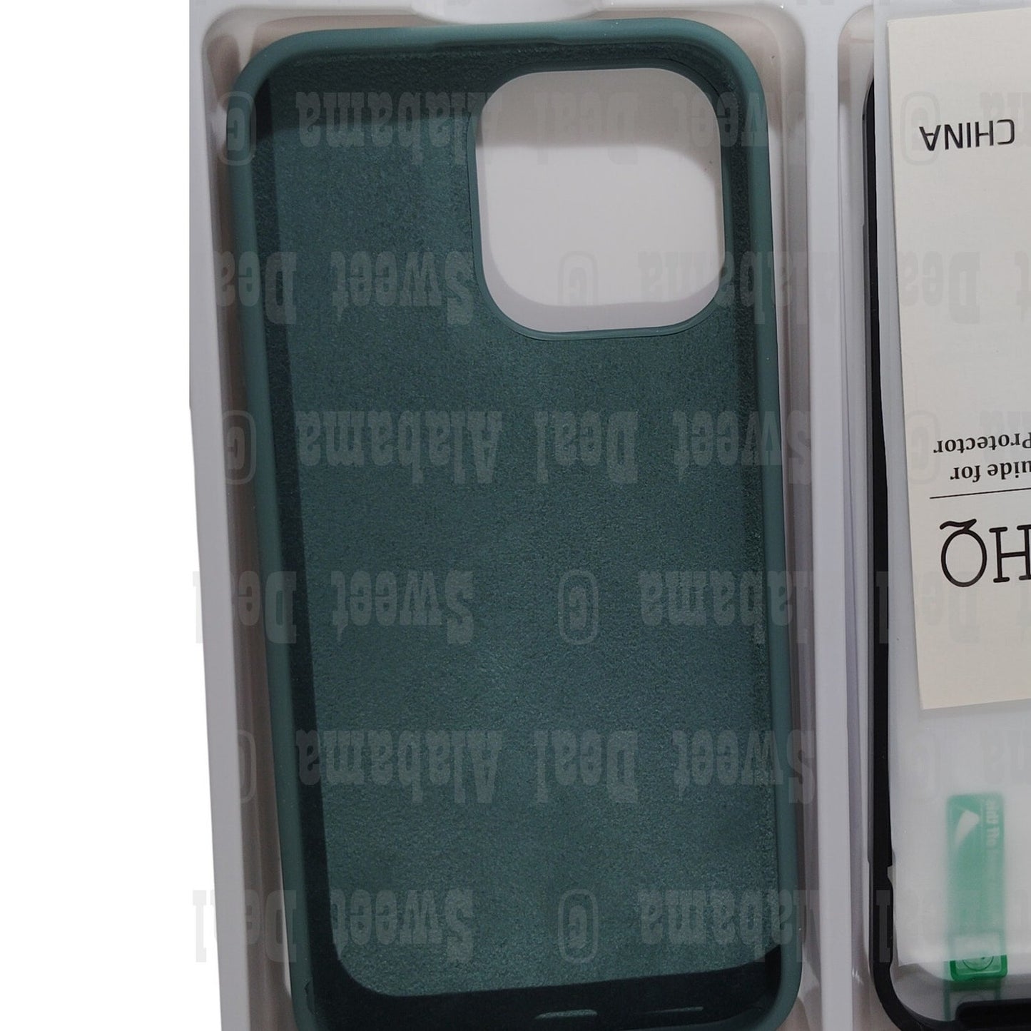 QHOQHO Cellphone Case w/ 2 Screen Protectors For iPhone 14 Pro Max, Color: Midnight Green