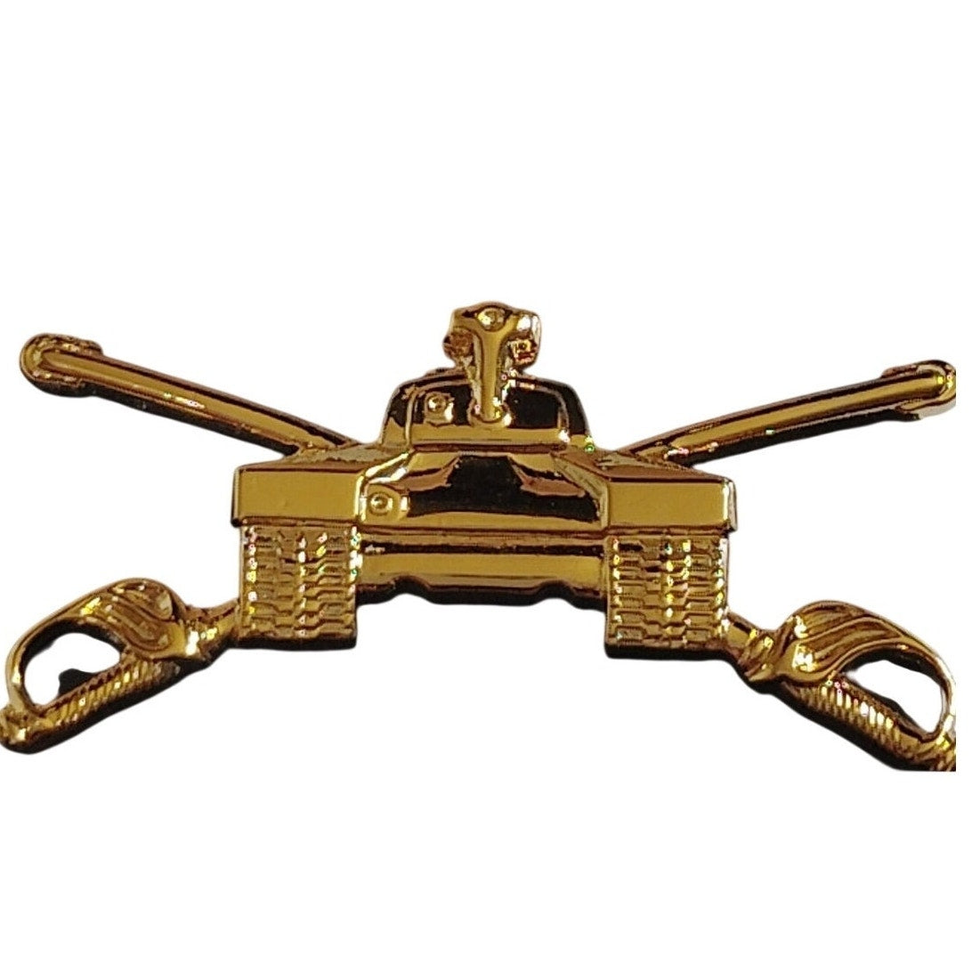 US Army Armor Officer Branch Insignia Novelty Pin Set No‑Shine Gold 1‑5/8 × 3/4"