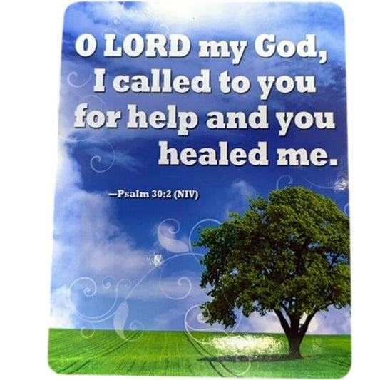 Christian Scripture Fridge Magnet Psalm 30:2 Sky Tree Clouds Vinyl 4.5x3.5