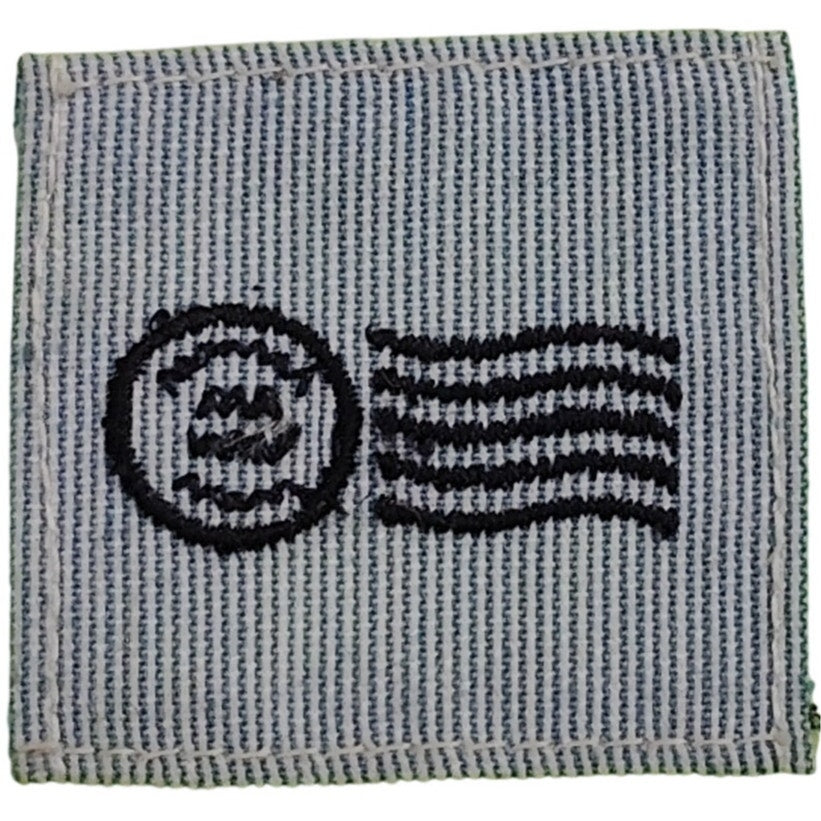 1960's US Navy Postal Clerk DK Striker Patch Black on Chambray 1.5" × 1.5"