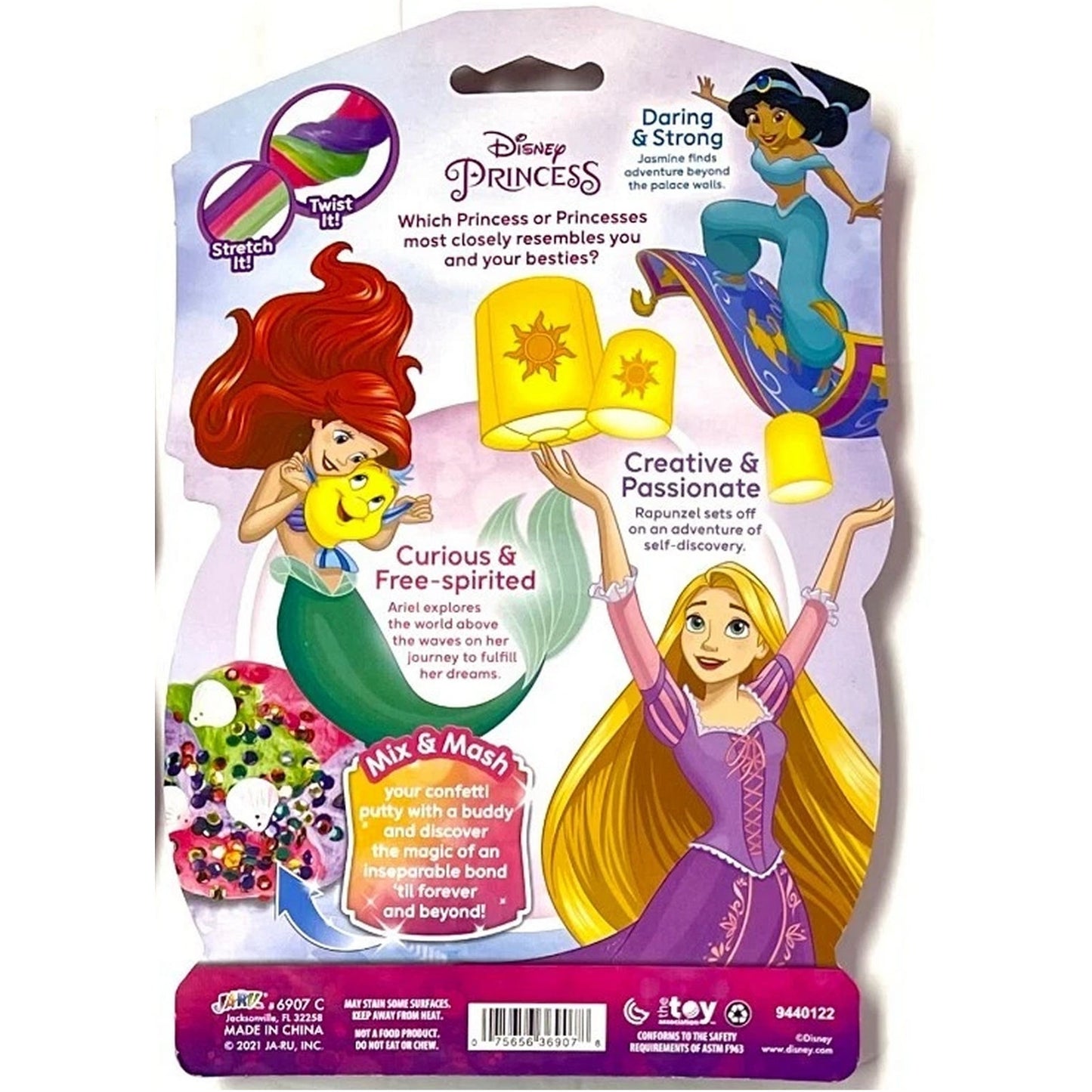 Disney Princess Buddy Putty – 1 Pack w/ Confetti, 3 Colors, Fun Beads, Ages 4+