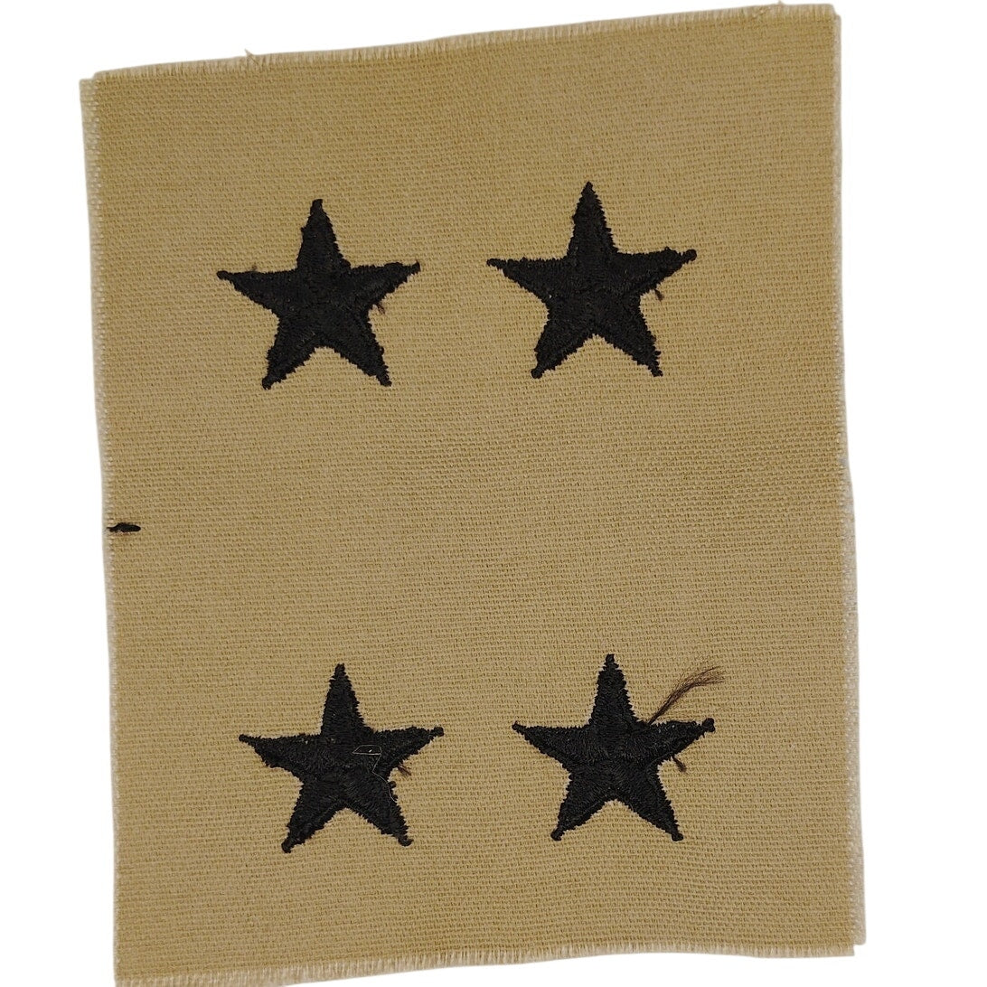 US Military Major General O‑8 Rank Patch Pair Subdued Tan 3‑1/4" × 4" Raw‑Edge