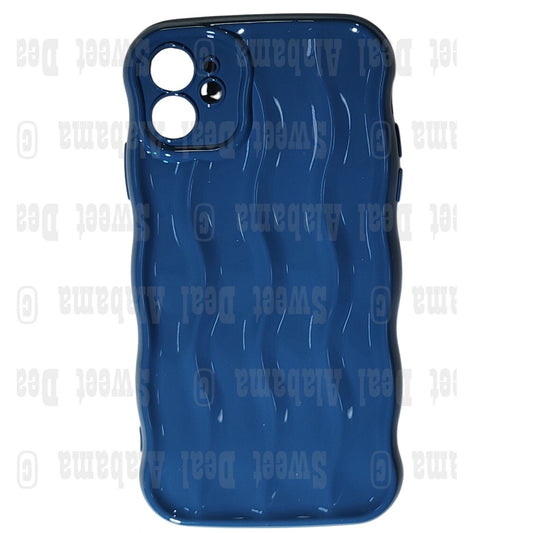 Water Ripple Curly Wave Frame for iPhone 11 (6.1") Case, Soft Slim Silicone Blue