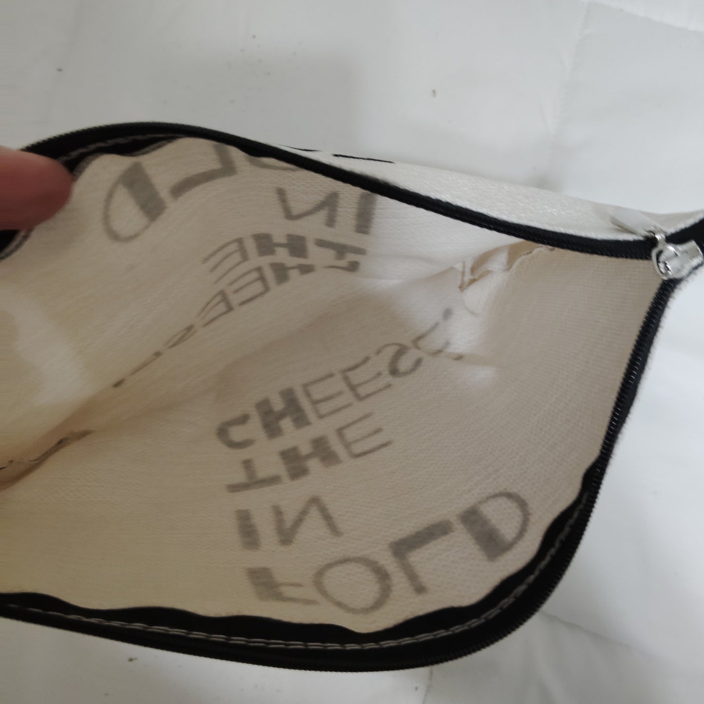 Fold in the Cheese Zipper Pouch 10x8 Woven Double-Sided Print Makeup Bag