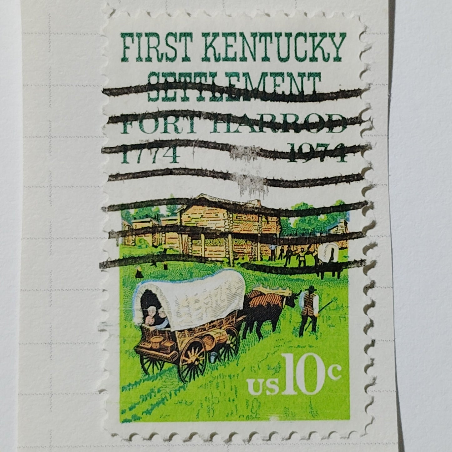 1974 U.S. 10¢ First Kentucky Settlement Stamp – Scott 1542 – Fort Harrod – Used