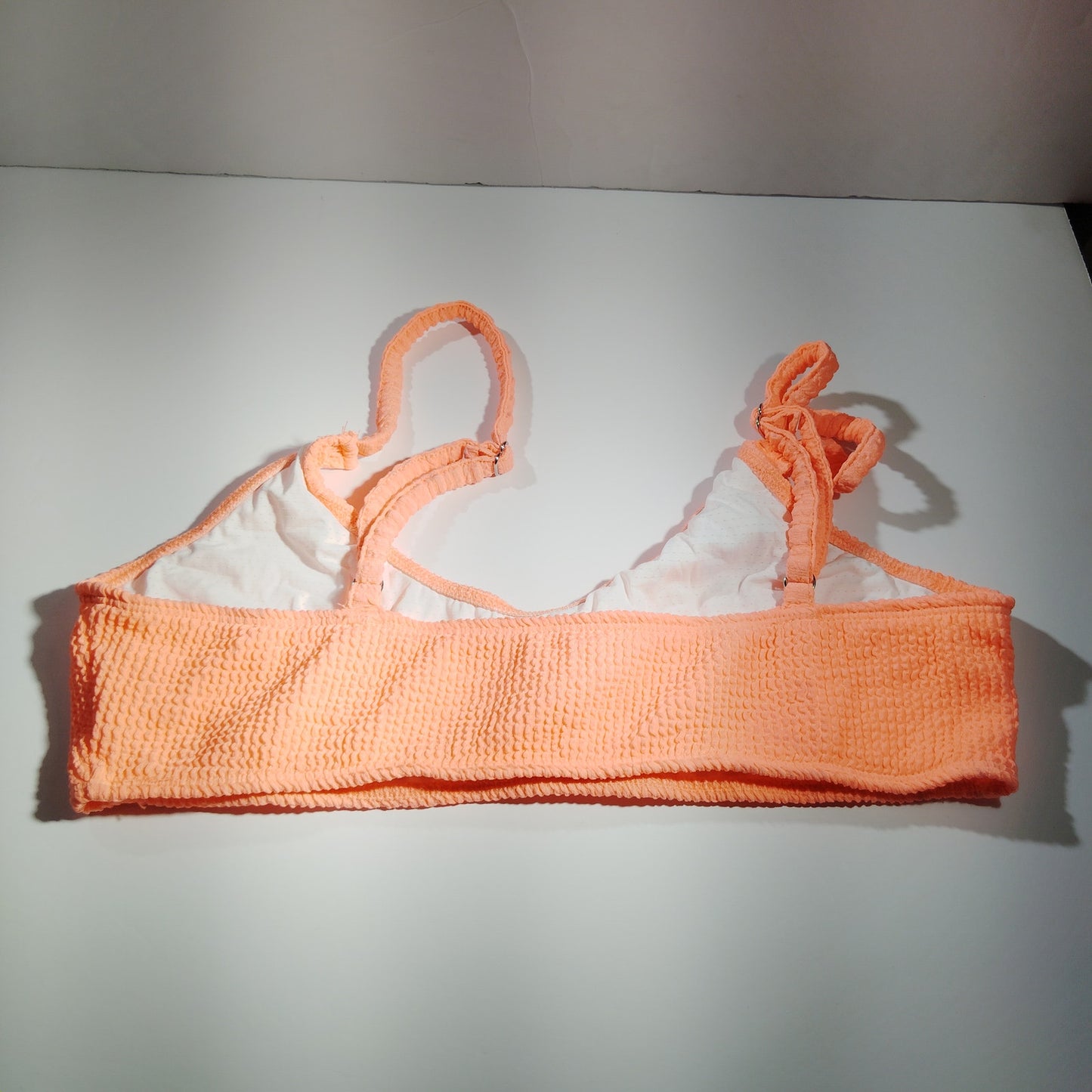 SOLY HUX Women’s Textured Scoop‑Neck Bikini Top – Peach – Large – NWOT