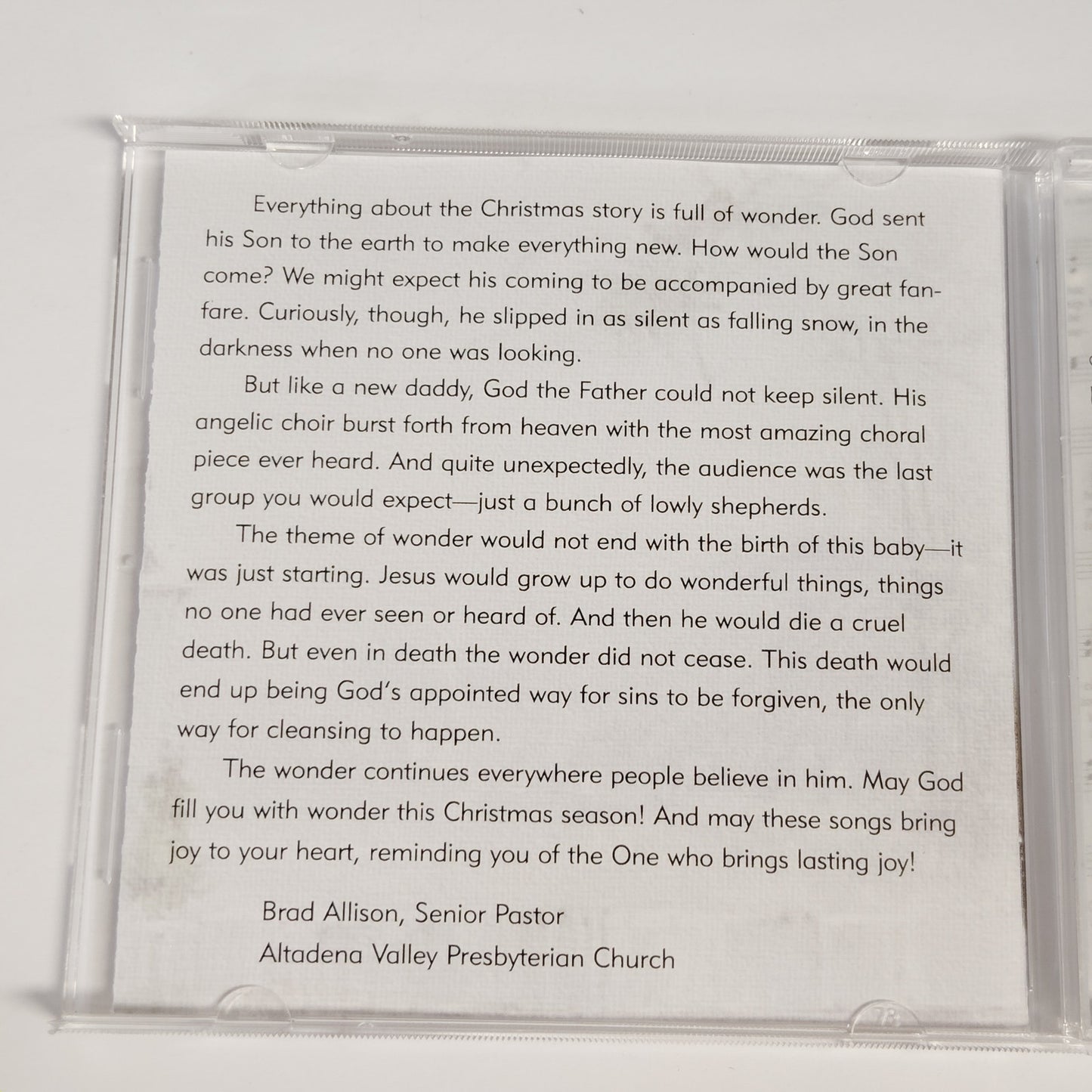 Tidings of Joy Carols of Christmas CD Altadena Valley Presbyterian Church BHM AL