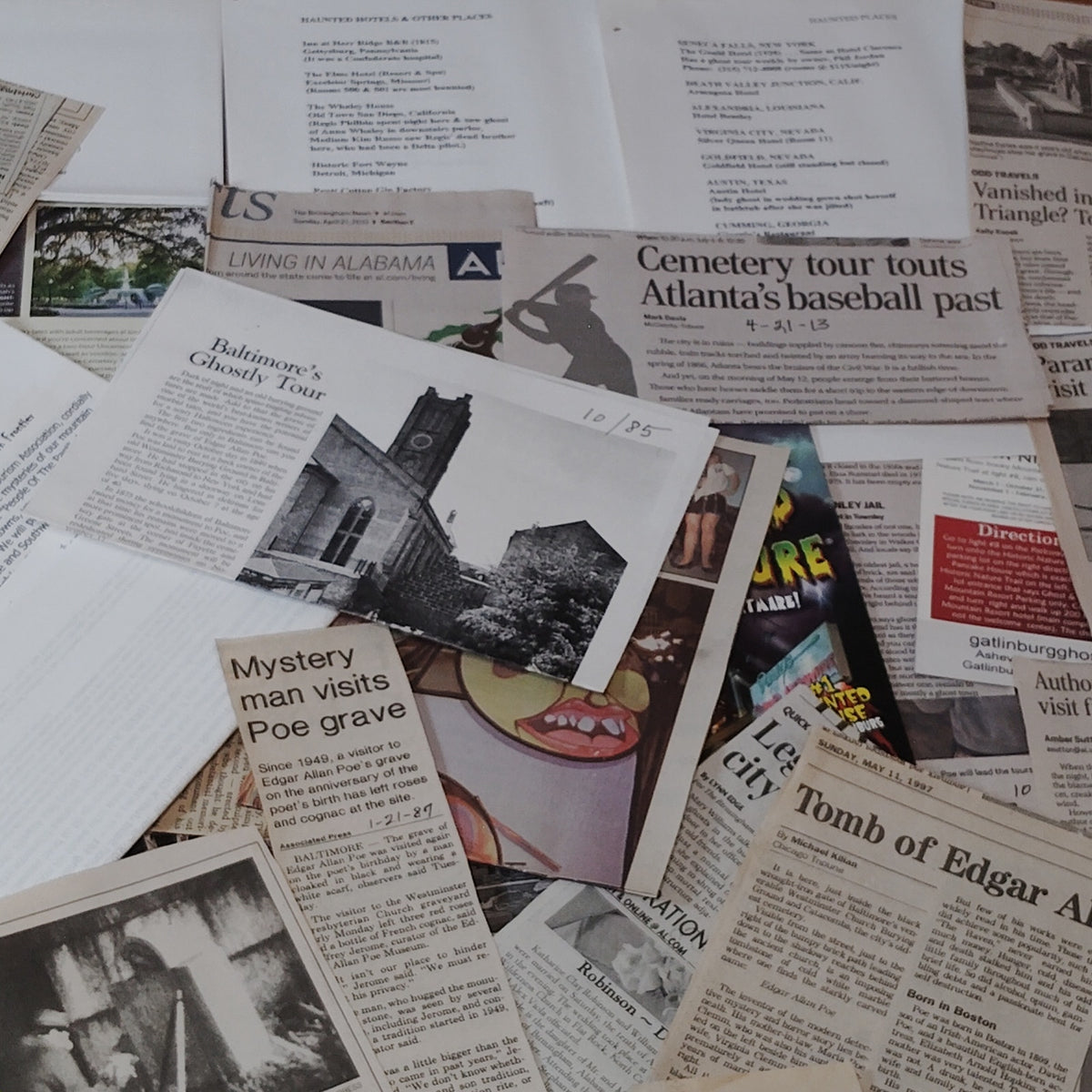 Collected Ghost & True Crime Ephemera - Cemeteries & Hauntings - 2 LBS Clippings