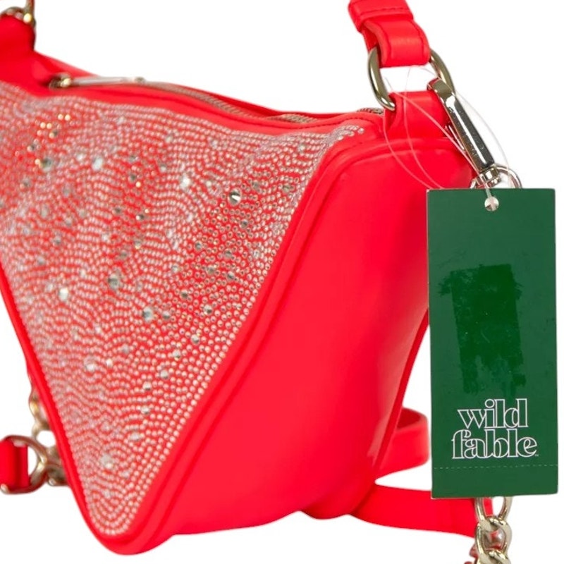 Triangle Faux Leather Crossbody Bag - Wild Fable, Pink, 10.25" x 5.5" x 3.5"