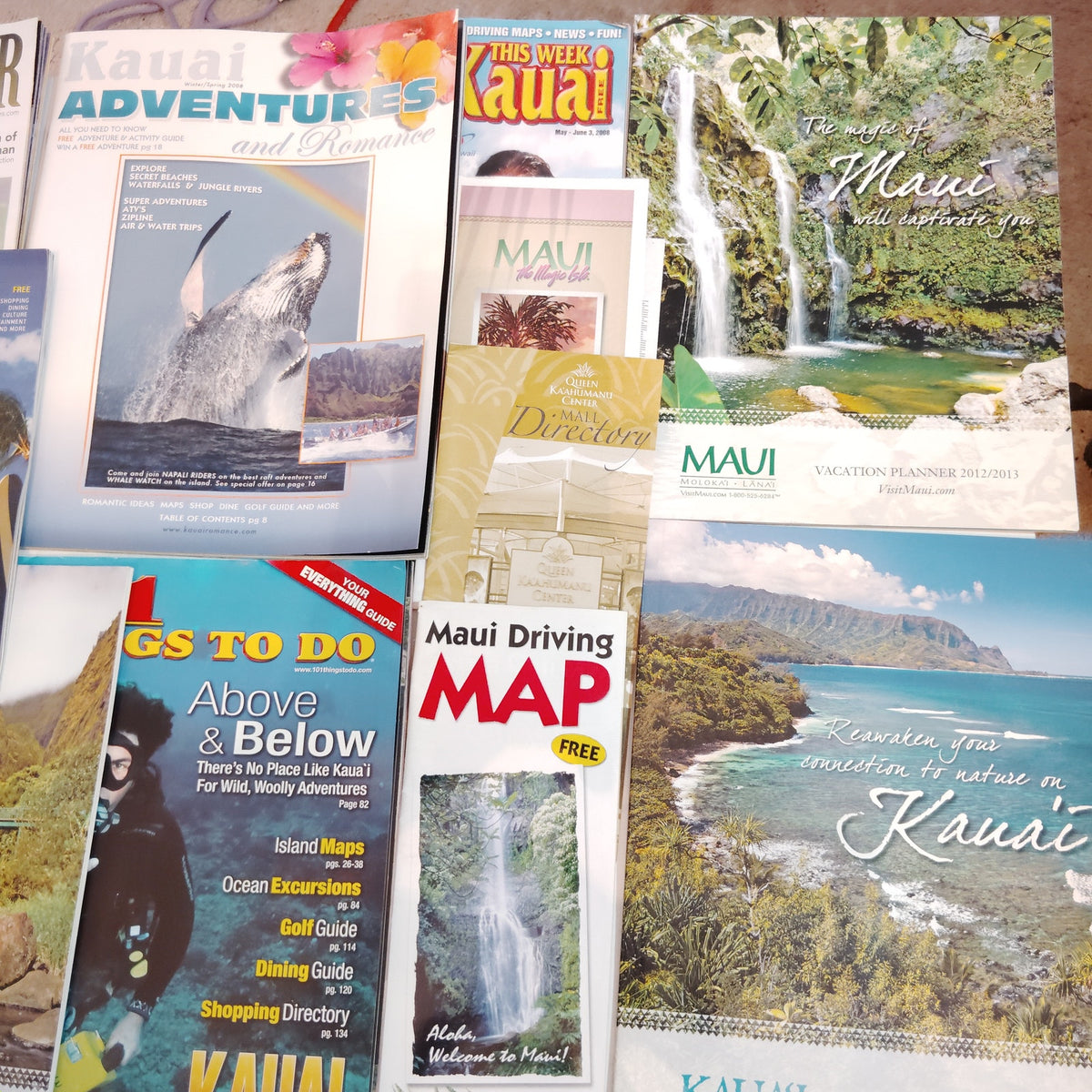 Hawaii Travel Guides & Maps Lot - Maui & Kauai Visitor Ephemera Collection, 2008