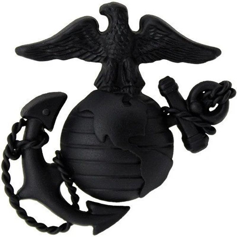 Marine Corps Service Cap Device – Officer Grade – Black Metal – 1-5/8" x 1-5/8"