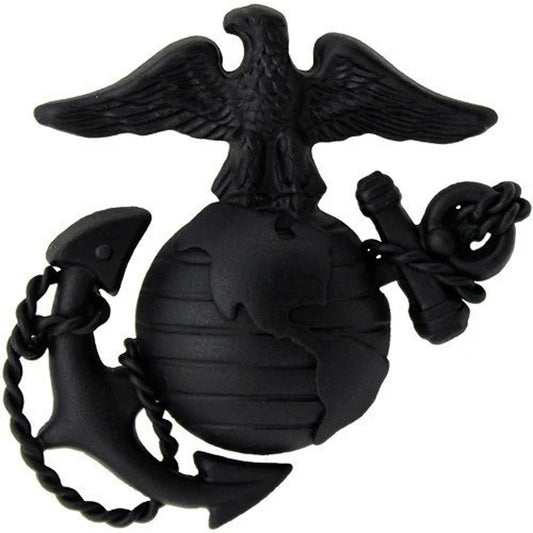 Marine Corps Service Cap Device – Officer Grade – Black Metal – 1-5/8" x 1-5/8"