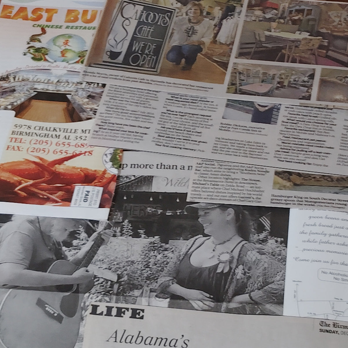 2015 Alabama Restaurant Newspaper Clippings Ephemera Collection - Local Dining