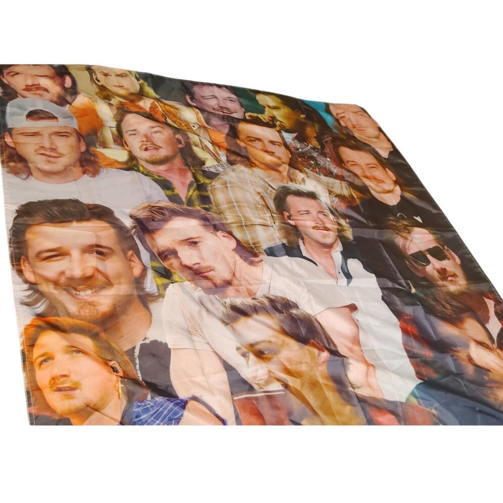Morgan Wall Art Tapestry 47x47 in Country Music Wallen Decor w/ Brass Grommets