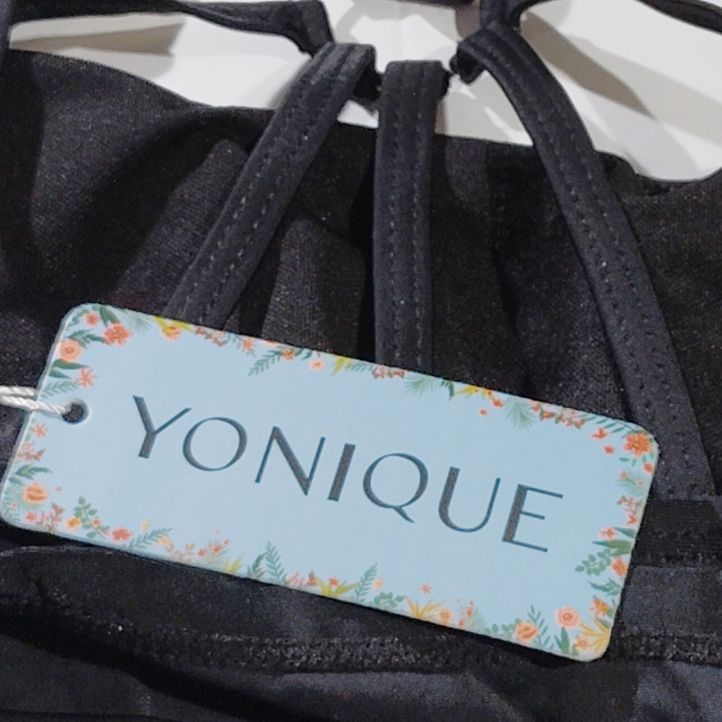 Yonique Women’s Tankini Swim Top – Strappy Racerback – Black – XS – NWT