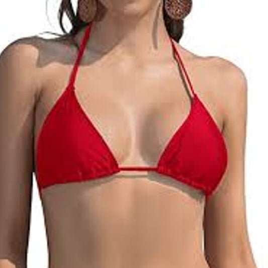 Suvimuga Red Triangle Bikini Top Women’s Medium Halter String Swimwear NWT