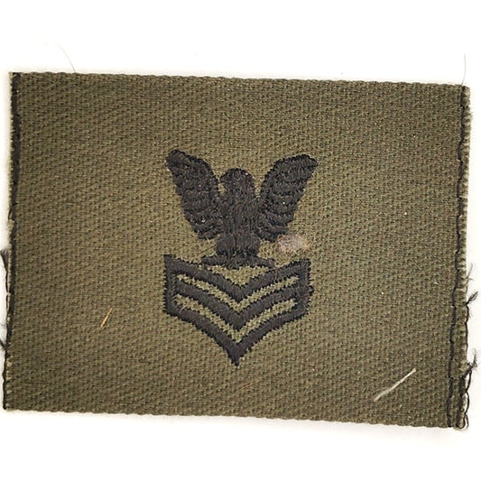 US Navy PO1 E‑6 Subdued OD Green Left‑Facing Collar Device Patch – 2‑3/8"