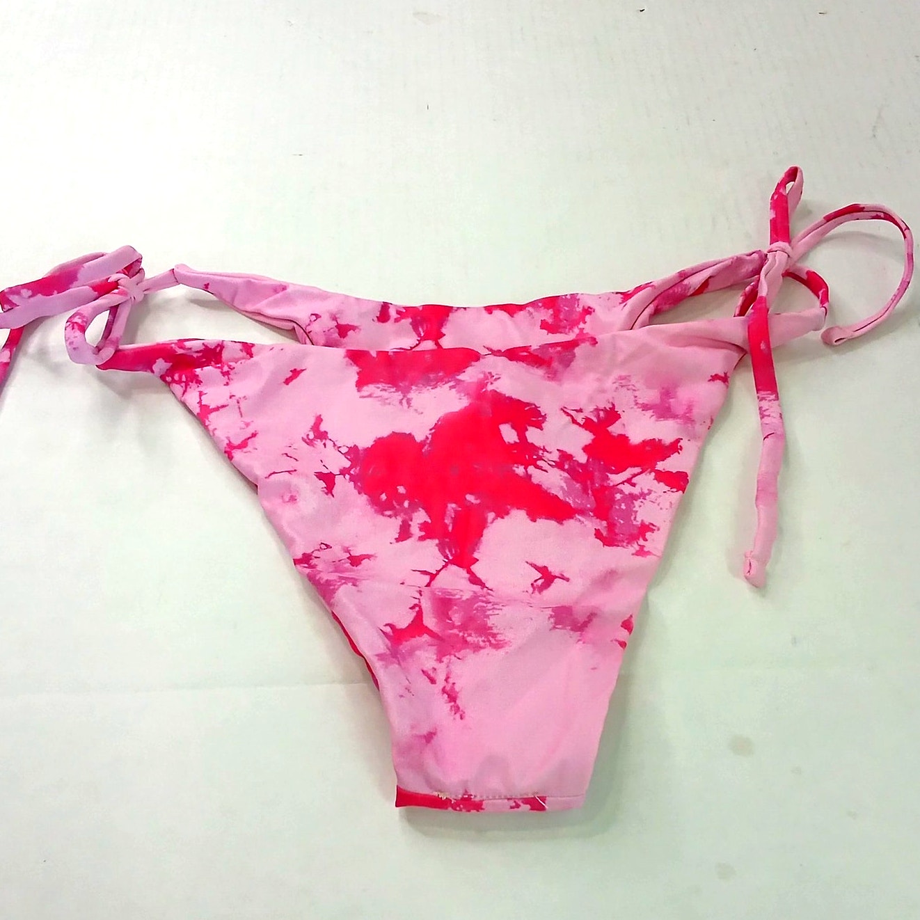 Zaful Pink Tie Dye Tie Side Bikini Bottoms Women’s Swimwear, Med (US 6)