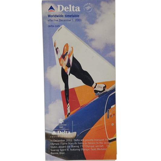 Delta Air Lines Worldwide Timetable, 12/1/2001, The Soaring Spirit II on Cover