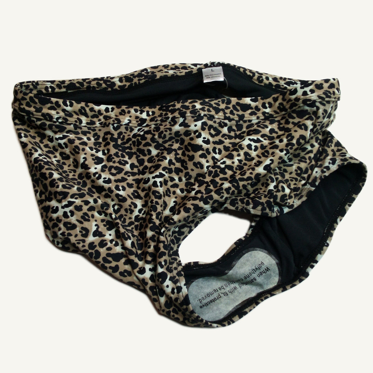 Leopard Print High Waisted Bikini Bottoms for Women - Brown & Black Size L