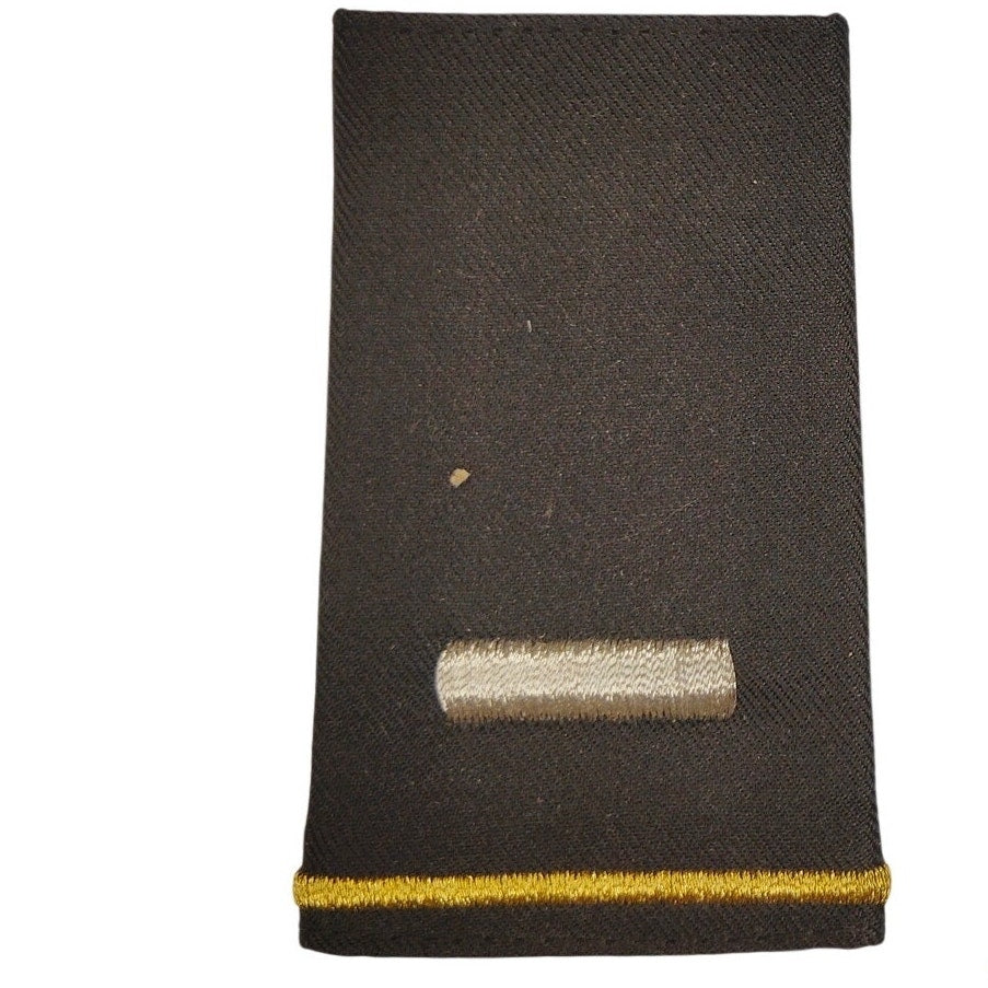 US Army First Lieutenant O‑2 Shoulder Marks Black ASU Female 3‑1/4 × 2‑1/4" Pair