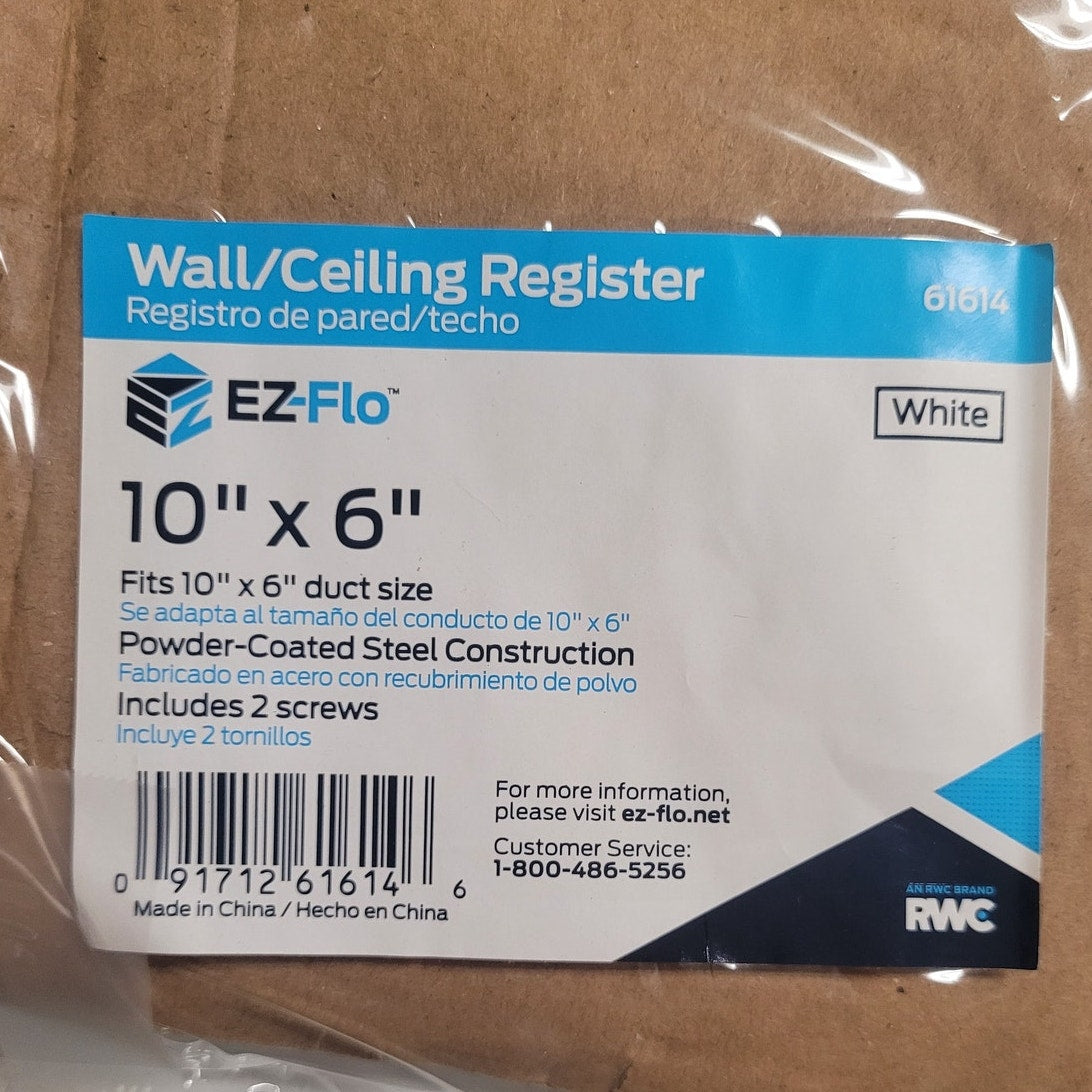 EZ-FLO 10 in. x 6 in. 3-Way Steel Wall / Ceiling Register, White