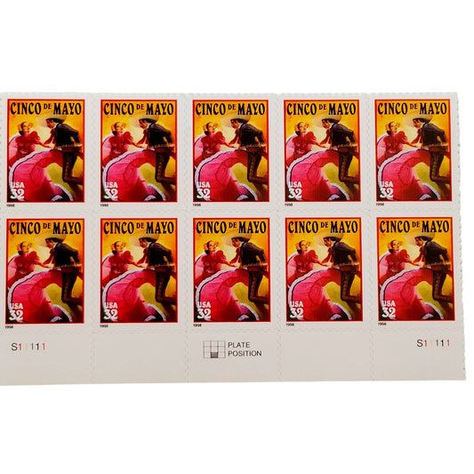 1998 Cinco de Mayo Plate Block of 10 MNH – Scott 3203 Holiday Series