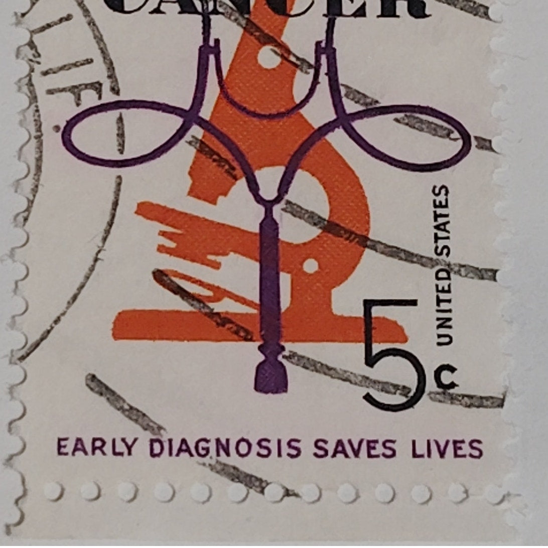 1965 Scott #1256 – 5¢ Crusade Against Cancer / Early Diagnosis – Canceled