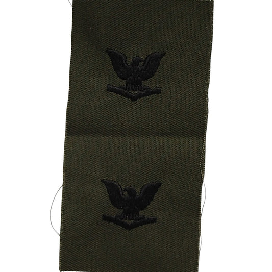 Vintage Navy Petty Officer 3rd Class E-4 Subdued Sew-On Collar Device Emblems ODG Tactical Patches