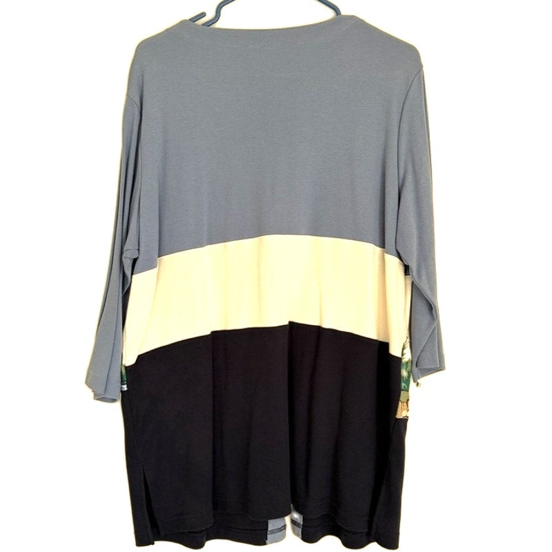 Blair Lighthouse Scene Colorblock Cardigan Sweater L Light Blue Navy Women