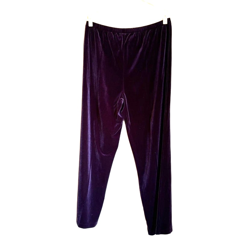 Coldwater Creek Purple Velvet & Ribbed Knit 2-Piece Sweater Pants Set Size L
