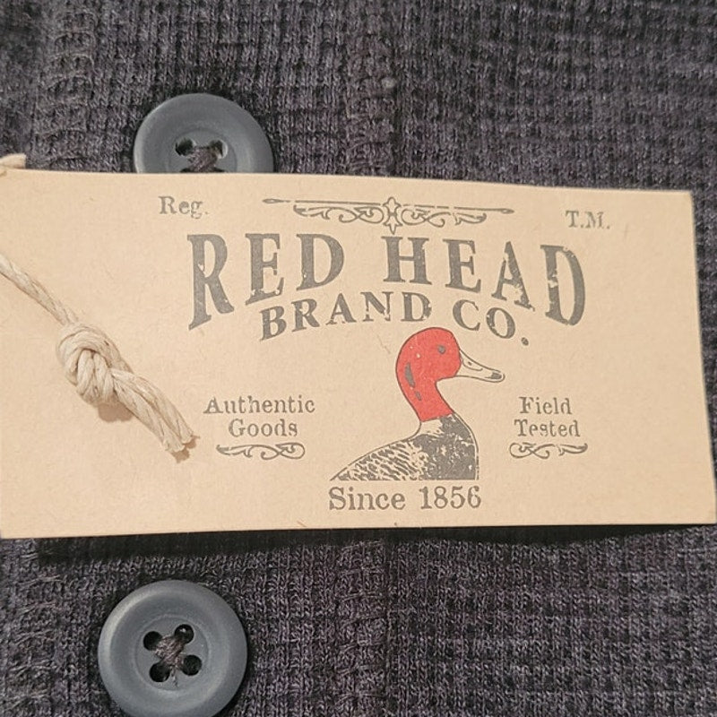 Red Head Men’s Thermal Henley Long Sleeve Shirt 5XL, Charcoal