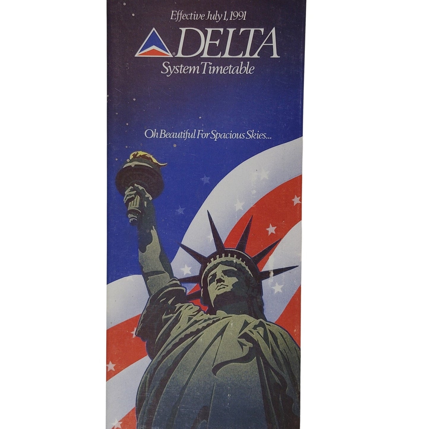 Delta Air Lines Timetable – July 1, 1991 – Statue of Liberty Cover – 456 Pages
