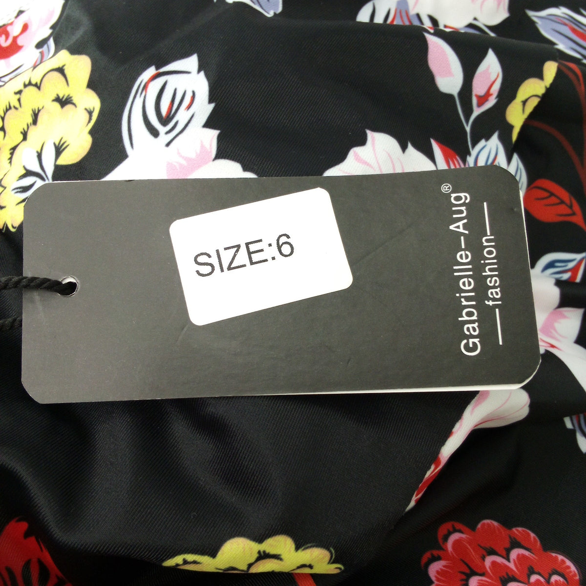 Gabrielle-Aug Women's Black Floral Tiered Ruffle Bikini Swim Top Size 6