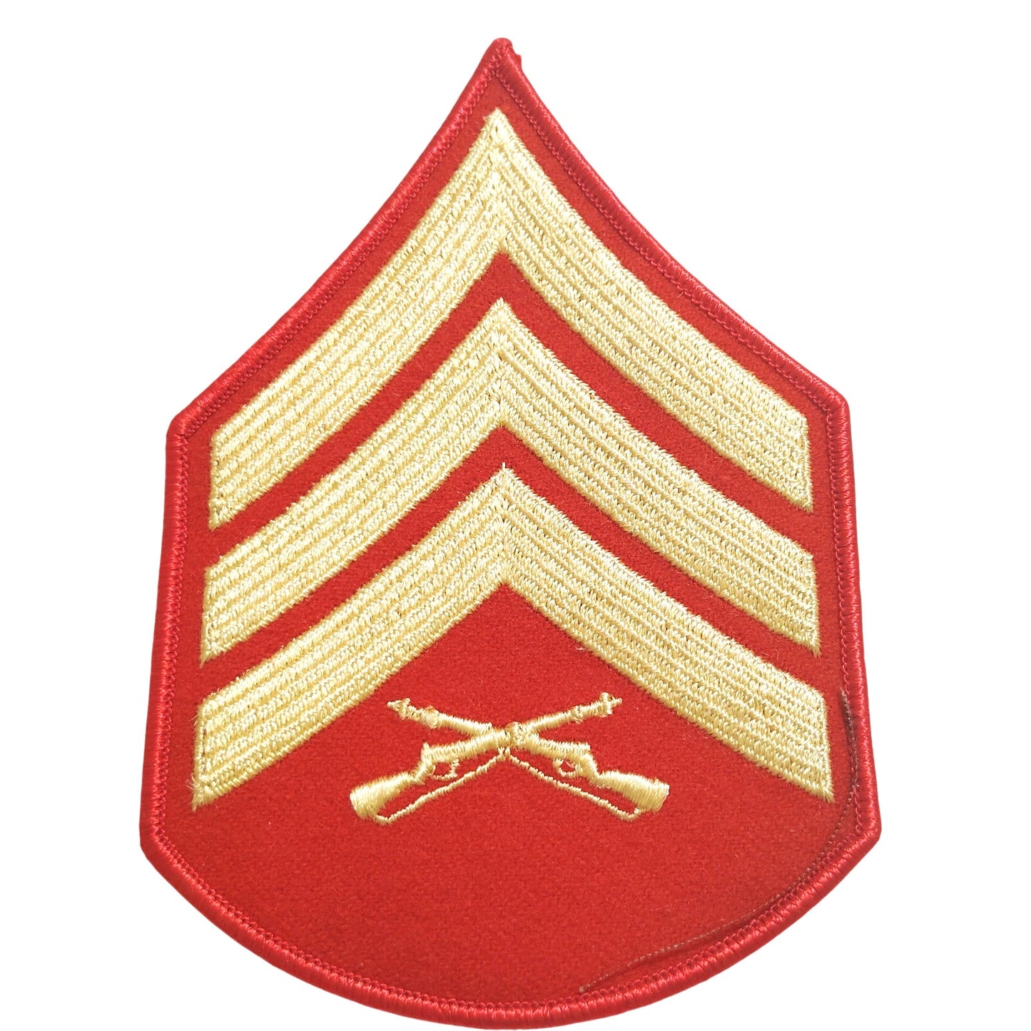 USMC Staff Sergeant E‑6 Gold‑on‑Red Patch, 5‑1/4" × 3‑5/8", Embroidered