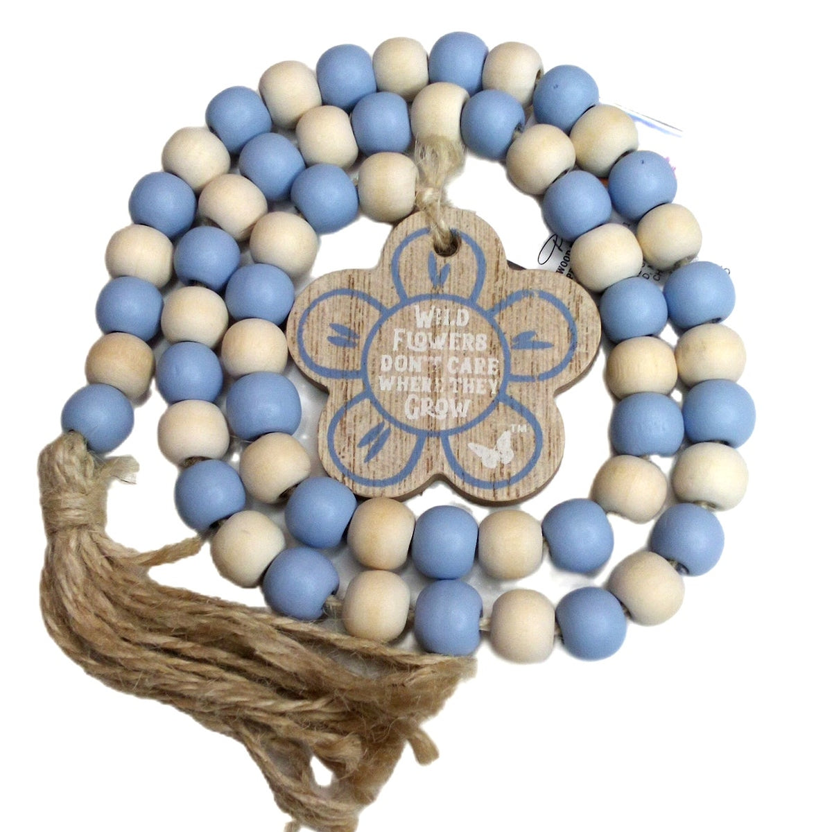 Dolly Parton Wildflower Collection Wood Bead Garland - Blue & Cream Decor