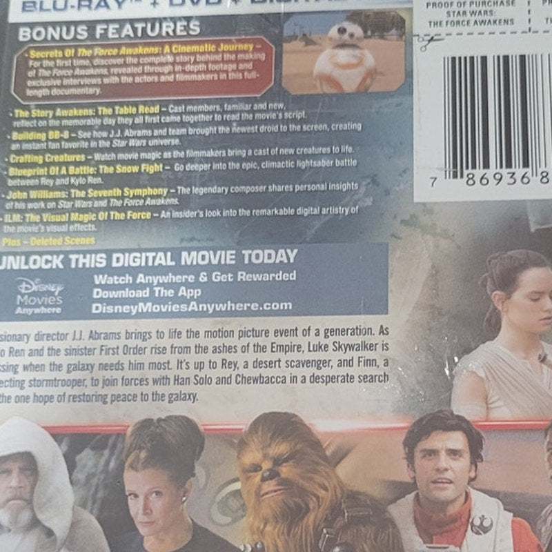 Star Wars Episode VII The Force Awakens Blu-ray + DVD 2015 Sci-Fi Action