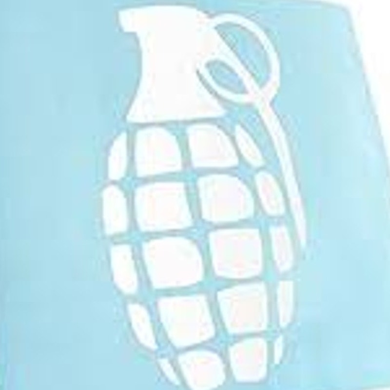 Hand Grenade Vinyl Decal Novelty White Die‑Cut 7" × 4‑3/8"