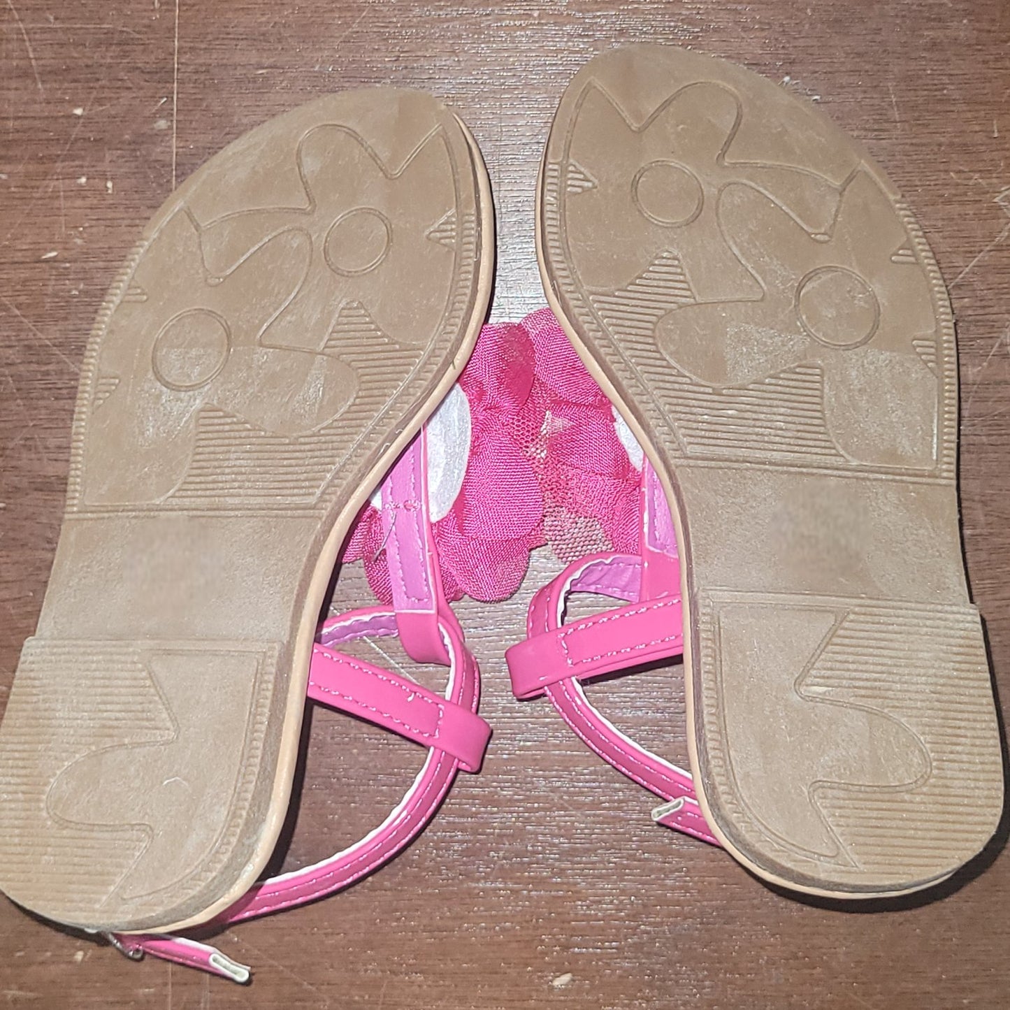 Petalia Toddler Girls' Sandals, 7,  Fuchsia Patent - Fuchsia Mesh Flower Sandal