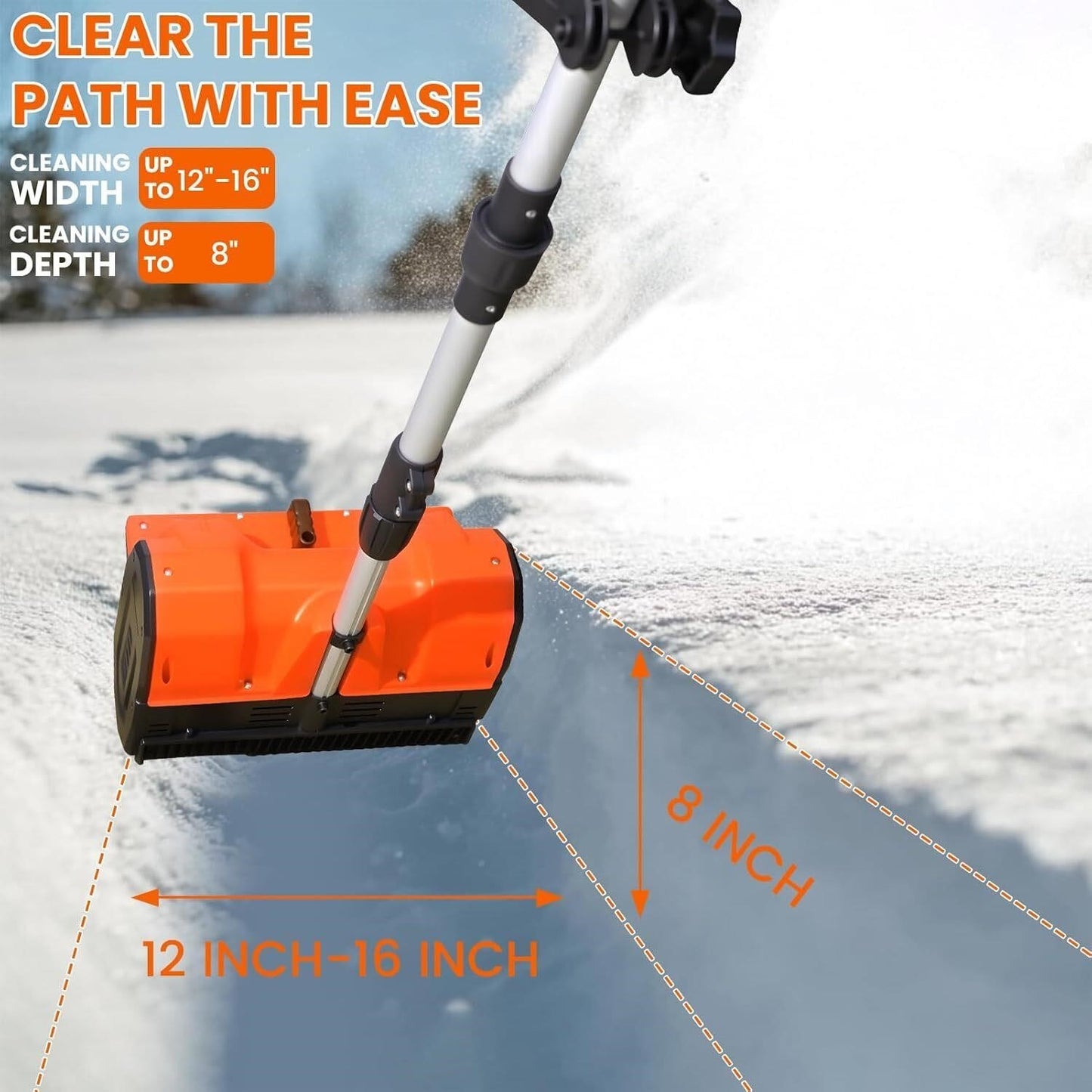 Cordless Snow Shovel 48V 600W with 2 Batteries – 12" Clearing Width