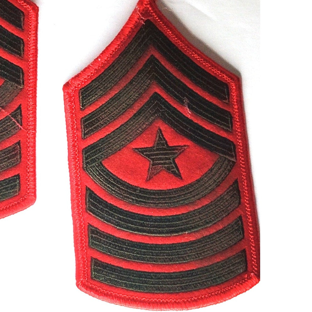 USMC Sgt Major E-9 Female Patch Pair Service Alpha Red Green 4-7/8" x 2-7/8"