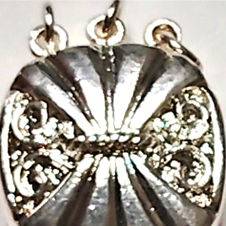 2‑Pack 3‑Strand Filigree Box Clasp  Silver‑Tone Fan Pattern Jewelry Findings