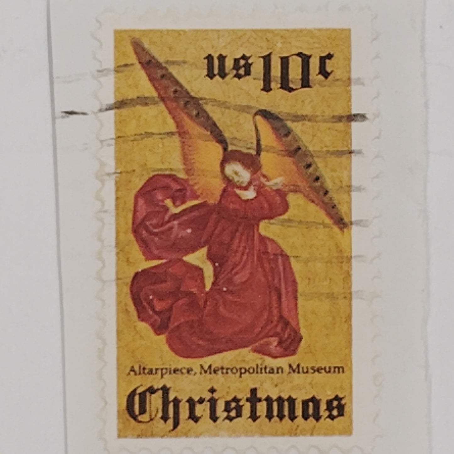 1974 Angel with Trumpet – 7 Used 10¢ USPS Christmas Stamp – Melozzo da Forlì