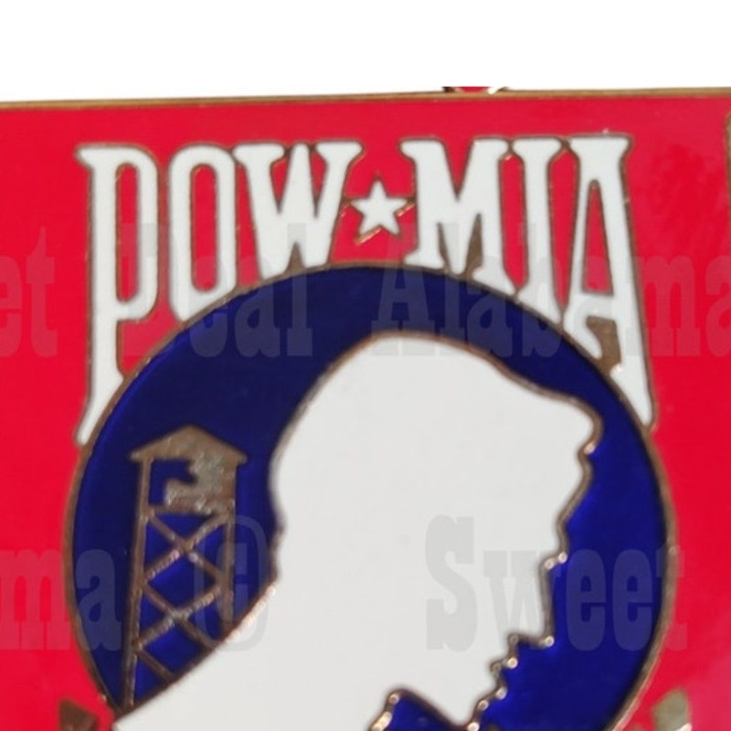 POW/MIA Banner Flag- Hat, Lapel or Tie Pin 1"H x 3/4"W "Bring our Boys Home Now"