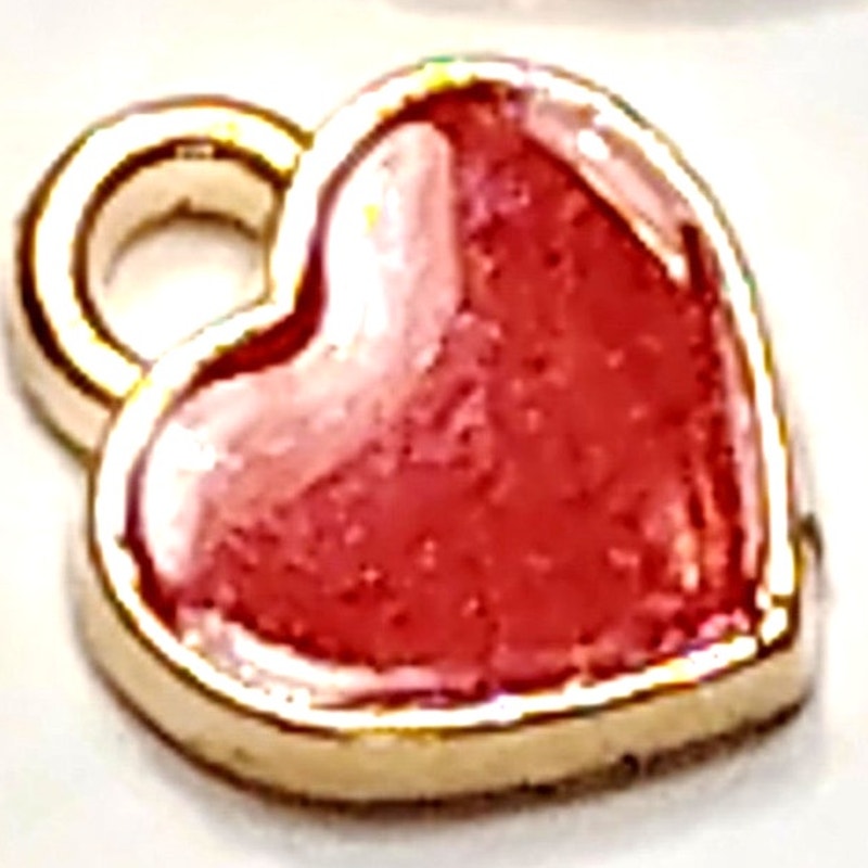 Heart Charms 3‑Pack Gold‑Tone Enamel Pink Red White 1/4" Jewelry Making