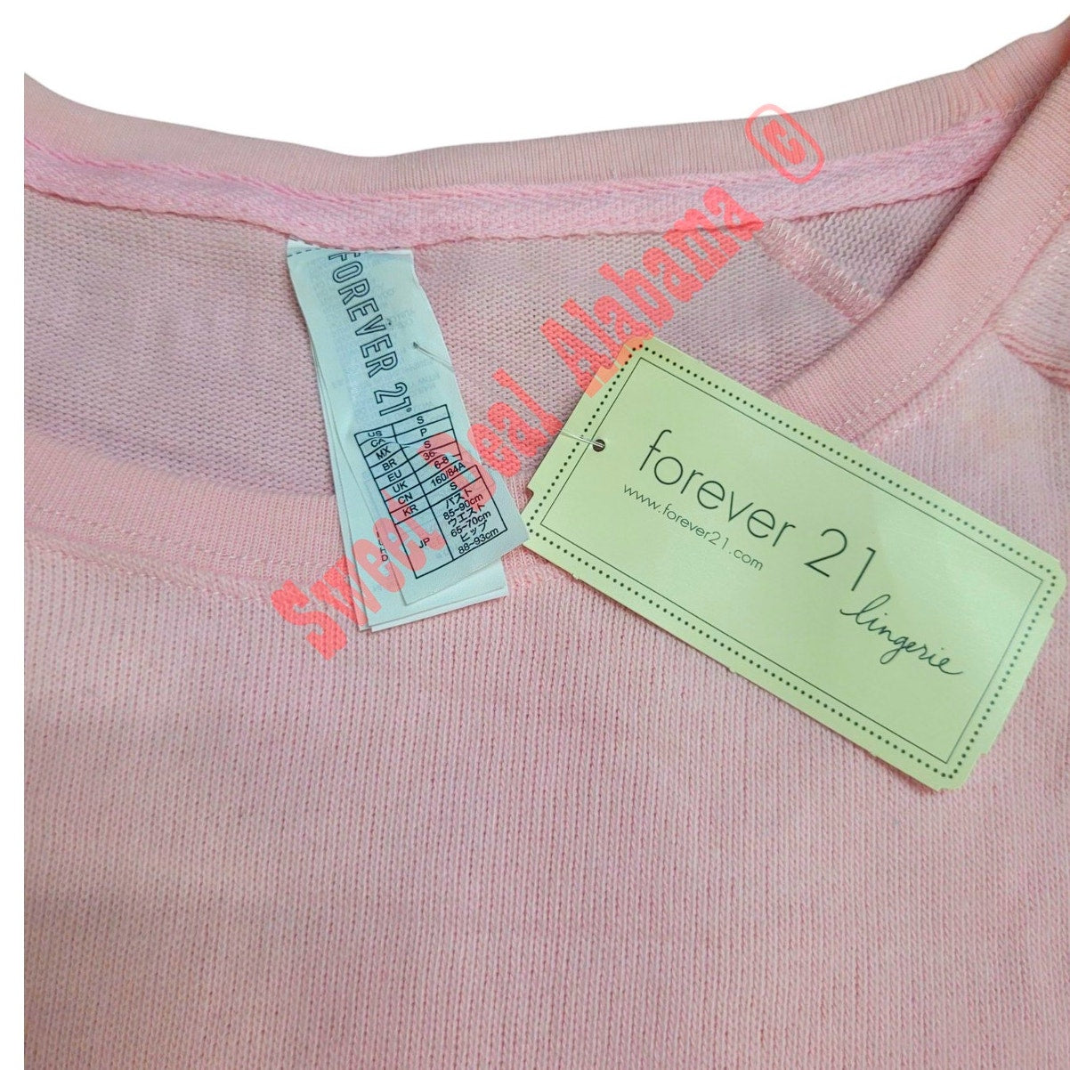 Forever 21 Women's L/S "Sugar Craze" PJ Top, Pink, Small, 30" Bust 23" Length